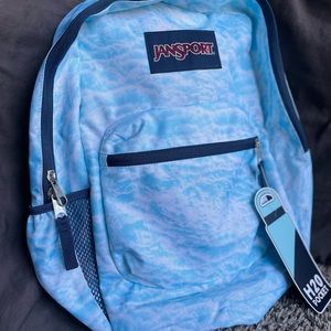 Jansport Backpack, blue and clouds.